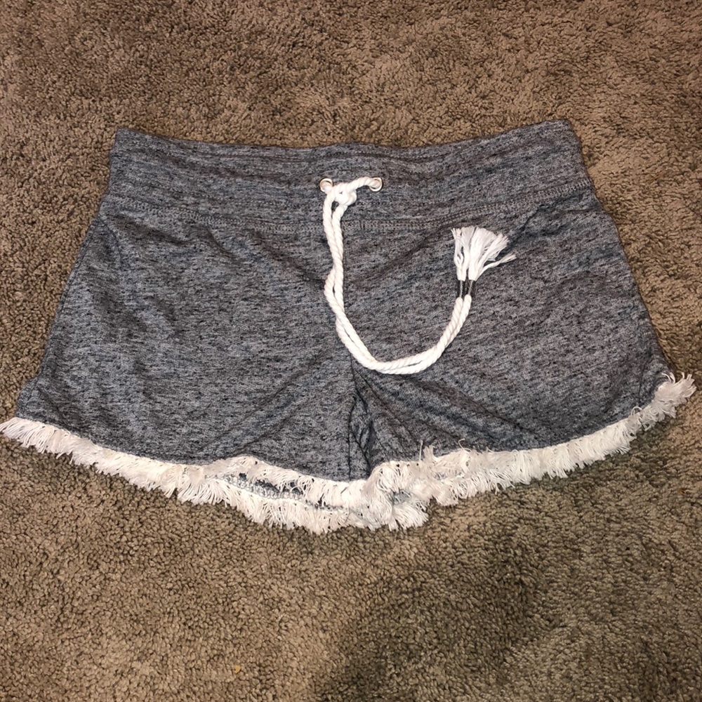 Grey frilly pajama shorts